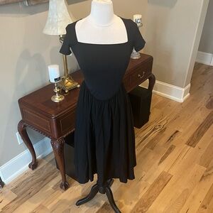 CHYRII Black Fit and Flare Dress New Midi